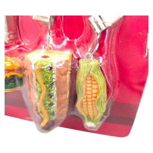 Vintage Tablecloth Weights Set of 4 Backyard BBQ Theme Burger Corn Cob Hotdog - Picture 4 of 5